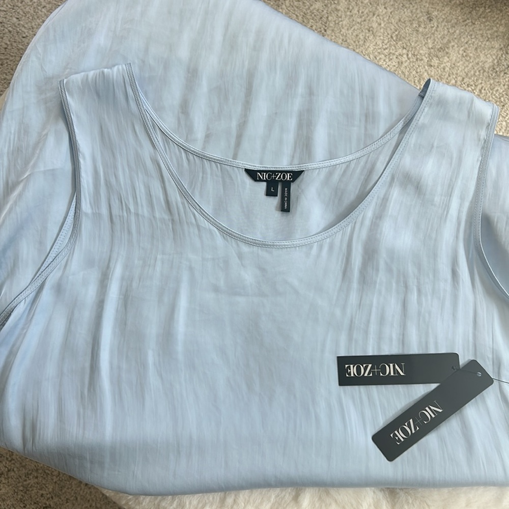NICE+ZOE Long Silky Blue Tank - Picture 3 of 3